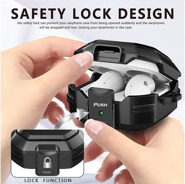 Alt view image 3 of 7 - BONAEVER Armor Case Cover with Secure Lock for Samsung Galaxy Buds 2 Pro Case 2022 /Galaxy Buds Pro Case 2021 /Galaxy Buds 2 Case 2021 /Galaxy Buds Live Case 2020 with Keychain
