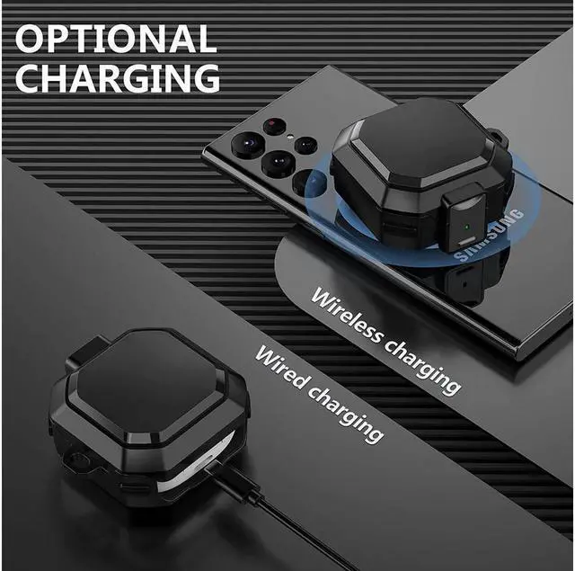 Alt view image 4 of 7 - BONAEVER Armor Case Cover with Secure Lock for Samsung Galaxy Buds 2 Pro Case 2022 /Galaxy Buds Pro Case 2021 /Galaxy Buds 2 Case 2021 /Galaxy Buds Live Case 2020 with Keychain