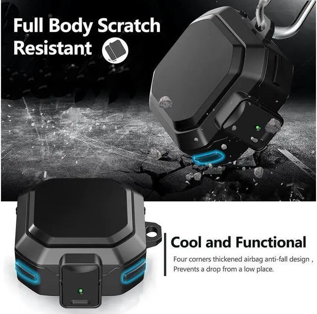 Alt view image 5 of 7 - BONAEVER Armor Case Cover with Secure Lock for Samsung Galaxy Buds 2 Pro Case 2022 /Galaxy Buds Pro Case 2021 /Galaxy Buds 2 Case 2021 /Galaxy Buds Live Case 2020 with Keychain