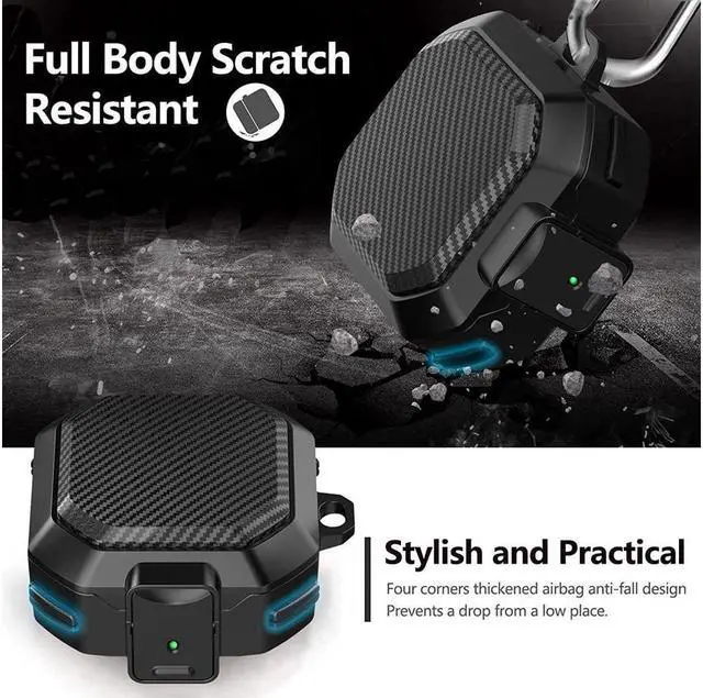 Alt view image 5 of 7 - Armor Cover for Samsung Galaxy Buds 2 Pro Case (2022) /Galaxy Buds Pro Case (2021) /Galaxy Buds 2 Case (2021) /Galaxy Buds Live Case (2020) Case, Shockproof Protective Cover with Keychain Black