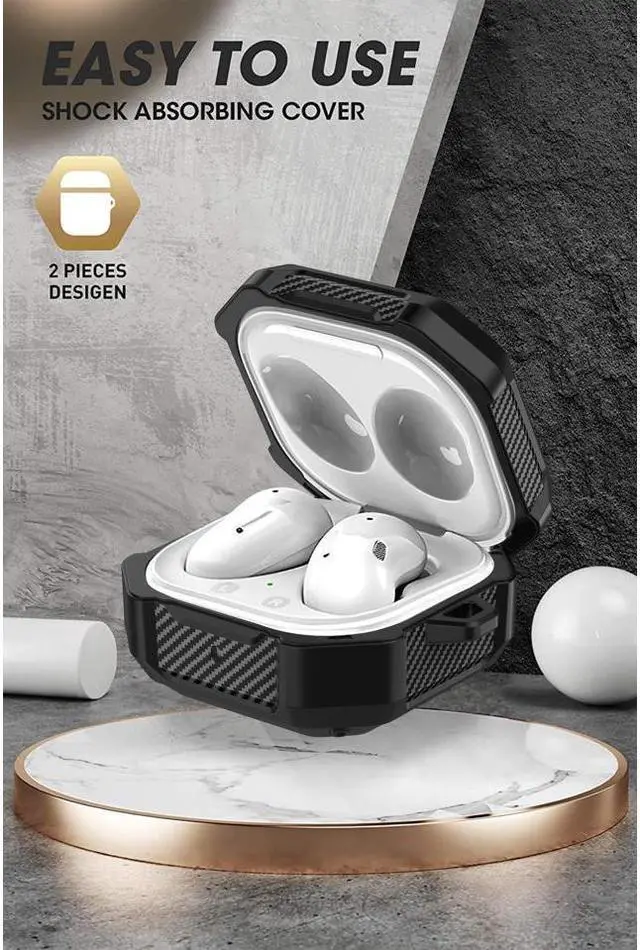 Alt view image 4 of 7 - BONAEVER Armor Cover for Samsung Galaxy Buds 2 Pro Case/Galaxy Bus Pro Case/Galaxy Buds 2 Skin/Galaxy Buds Live with Lock Shockproof Protective Cover Cases with Keychain