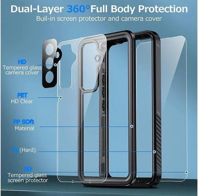 Alt view image 4 of 7 - BONAEVER For Samsung Galaxy A54 5G Case Waterproof [IP68 Underwater][Built-in Screen & Lens Protector][Du Standproof][Real 360] Rugged Shockproof Protective Phone Case for A54 5G