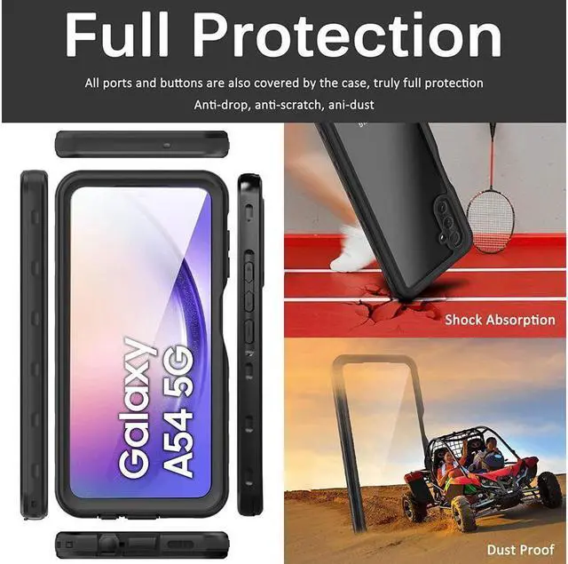 Alt view image 3 of 7 - BONAEVER For Samsung Galaxy A54 5G Case Waterproof with Built-in Screen Protector [IP68 Underwater] Anti-Scratched Rugged Cover [360° Shockproof] Case for Samsung Galaxy A54 5G 6.4"