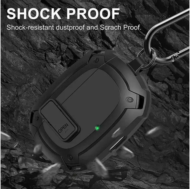 Alt view image 2 of 6 - BONAEVER For Beats Standudio Buds Case Cover 2021 Secure Lock Hard Rugged Cool Shockproof Protective Case Cover for Beats Standudio Buds Wireless Earbuds Case Accessories with Keychain Carabiner