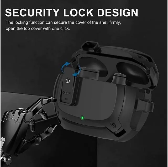 Alt view image 3 of 6 - BONAEVER For Beats Standudio Buds Case Cover 2021 Secure Lock Hard Rugged Cool Shockproof Protective Case Cover for Beats Standudio Buds Wireless Earbuds Case Accessories with Keychain Carabiner
