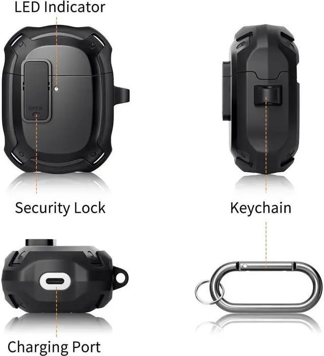 Alt view image 4 of 7 - BONAEVER Compatible with Google Pixel Buds A Case Cover [Front LED Visible] Shockproof Protective Case with Keychain Secure Lock Design Hard PC Case Cover for Pixel Buds A 2021