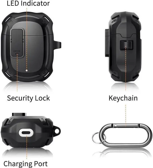 Alt view image 4 of 7 - BONAEVER Compatible with Google Pixel Buds 2 Case Cover [Front LED Visible] Shockproof Protective Case with Keychain Secure Lock Design Hard PC Case Cover for Pixel Buds 2 2020