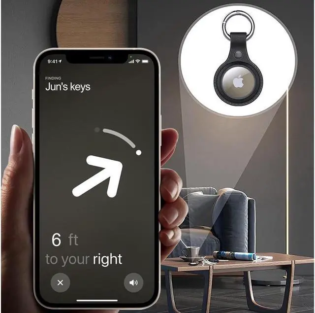 Alt view image 5 of 7 - BONAEVER [2 Pack] Airtag Holder Waterproof & Airtag Keychain Leather Air Tag Case Protective Tracker with Loop Key Ring for Apple AirTags Airtag Cover for WalletLuggageCatDogPets