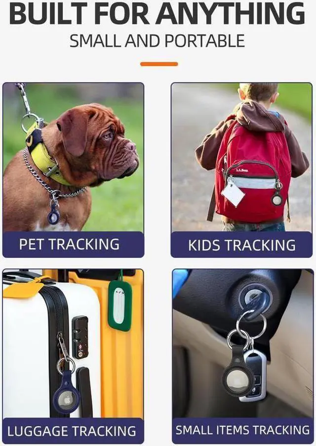 Alt view image 4 of 7 - BONAEVER [2 Pack] Airtag Holder Waterproof & Airtag Keychain Leather Air Tag Case Protective Tracker with Loop Key Ring for Apple AirTags Airtag Cover for WalletLuggageCatDogPets