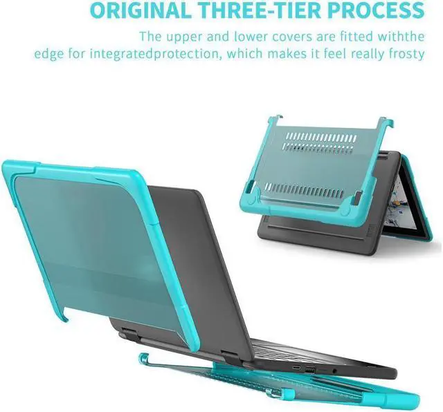 Alt view image 3 of 7 - BONAEVER Case For Dell Chromebook 3110 / 3100 11 inch 2-in-1 Education Series DropProof Rugged Shockproof Bumpers Protective Cover Laptop Case for K-12 Students