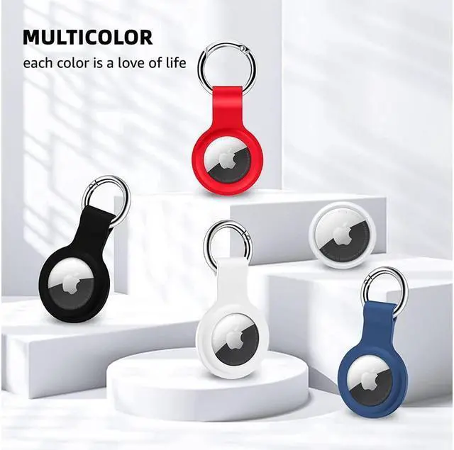 Alt view image 5 of 7 - BONAEVER 4 Pack Apple Airtag Holder Ultra Light Silicone Case for Airtags Protective Cover Compatible with AirTag GPS Item Finders with Anti-Lo Stand Keychain for Bags Keys Dog Cat Collar Luggage