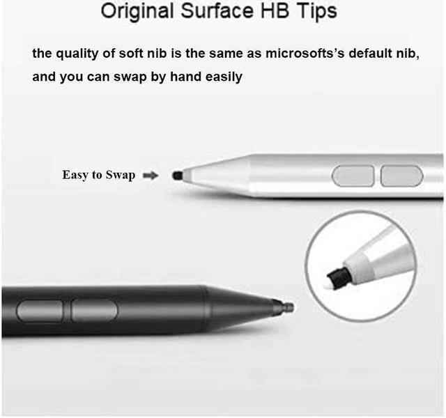 Alt view image 7 of 7 - BONAEVER Stylus Pen for Microsoft Surface Palm Rejection 1024 Levels Pressure Flex & Soft HB Nib Compatible with Surface Pro/Book/Laptop/Go Including 2 Spare Nibs & AAAA Battery