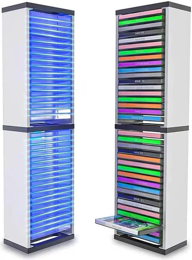 Alt view image 2 of 7 - BONAEVER Game Card Box Storage Stand for PS5 Xbox Games Storage Tower for Xbox Game Card Box Holder Vertical Stand - for Video Games 36 PCS