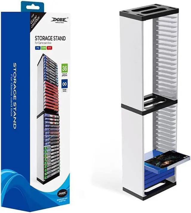 Alt view image 7 of 7 - BONAEVER Game Card Box Storage Stand for PS5 Xbox Games Storage Tower for Xbox Game Card Box Holder Vertical Stand - for Video Games 36 PCS