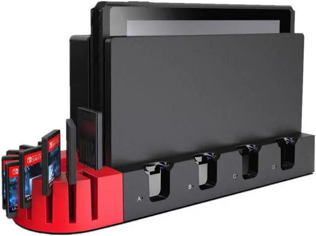 Alt view image 2 of 7 - BONAEVER Switch Controller Charging Dock Station Compatible with Nintendo Switch & OLED Model Joycons Switch Controller Charger Dock Station with 9 Game Storage for Nintendo Switch Joycon & Games