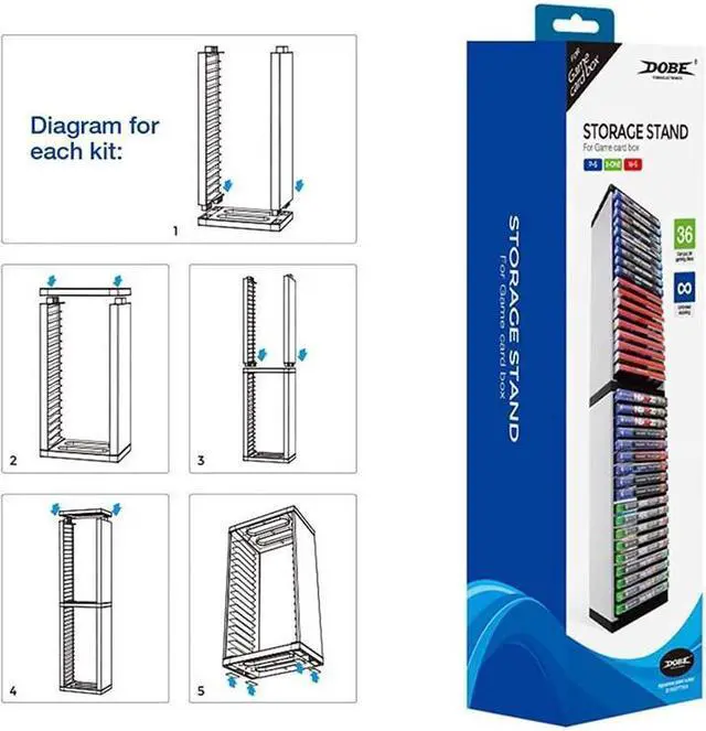 Alt view image 6 of 7 - BONAEVER Game Card Box Storage Stand for PS5 Xbox Games Storage Tower for Xbox Game Card Box Holder Vertical Stand - for Video Games 36 PCS