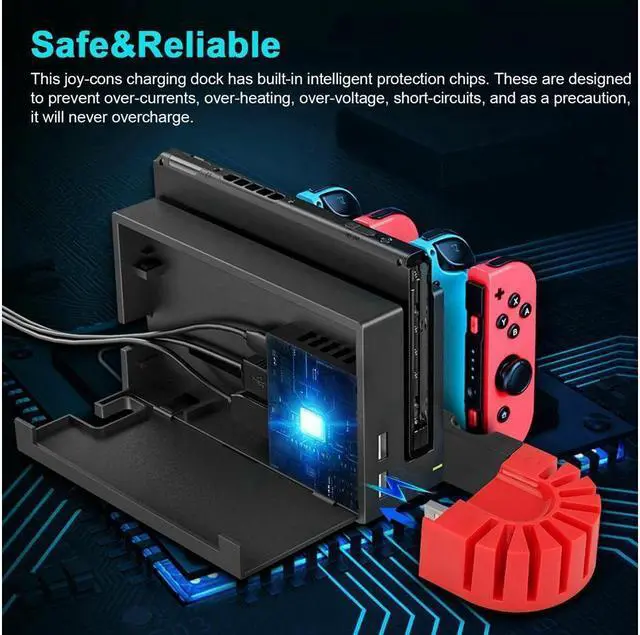 Alt view image 6 of 7 - BONAEVER Switch Controller Charging Dock Station Compatible with Nintendo Switch & OLED Model Joycons Switch Controller Charger Dock Station with 9 Game Storage for Nintendo Switch Joycon & Games