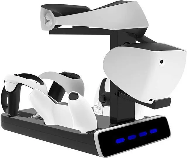 Main image of BONAEVER 5-in-1 PSVR2 Charging Station Stand for Play Station VR2 PS5 Controller Charging Dock Station with VR Headset Display Stand 4 Controller Charger Station LED Indicators