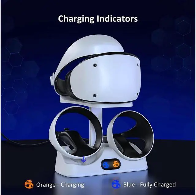 Alt view image 3 of 7 - BONAEVER Controller Charging Standation for PSVR2 Dual Fast Charger Dock with LED Light Headset Display Stand Controller Mount Magnetic Connector USB to Type-C Cable White