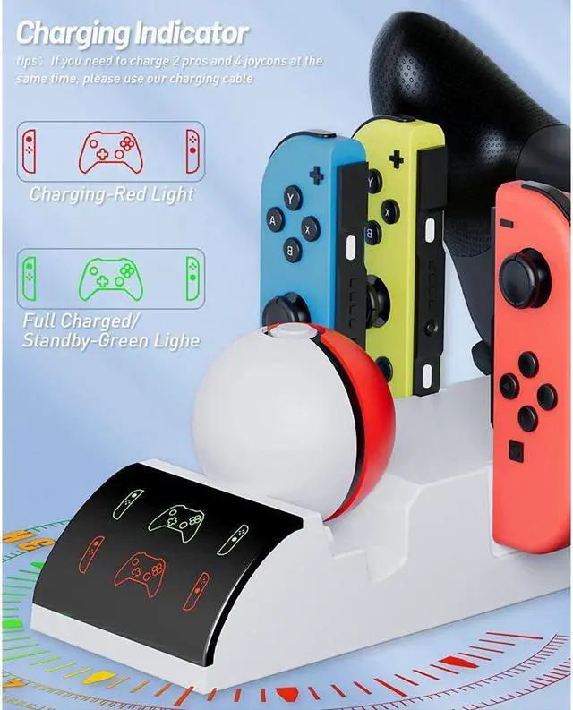 Alt view image 3 of 7 - BONAEVER Charging Dock for Nintendo Switch OLED/Switch Storage Organizer for Joy Cons Pro Controller Poke Ball Plus Controllers Multifunctional Organizer Stand for Nintendo Switch