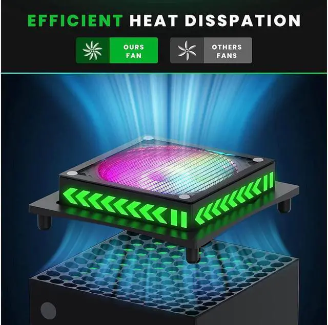 Alt view image 3 of 7 - BONAEVER Upgraded RGB Cooling Fan for Xbox Series X with Dust Filter Top Fan Cooling Systerm with LED Lights Independent Touch Switch Low Noise Cooling Fan for Xbox Series X