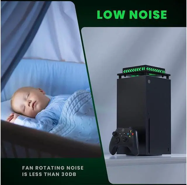 Alt view image 6 of 7 - BONAEVER Upgraded RGB Cooling Fan for Xbox Series X with Dust Filter Top Fan Cooling Systerm with LED Lights Independent Touch Switch Low Noise Cooling Fan for Xbox Series X