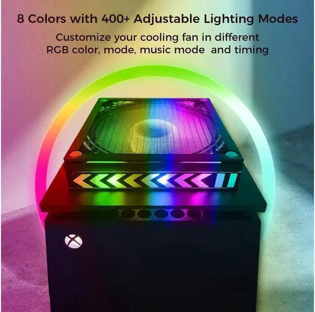 Alt view image 3 of 7 - BONAEVER Cooling Fan Compatible with Xbox Series X - Fan Cooler Systerm for Xbox Series X with 400+ RGB Light Effects Du Stand-proof Low Noise Top Fan APP Remote Control for Series X Accessories
