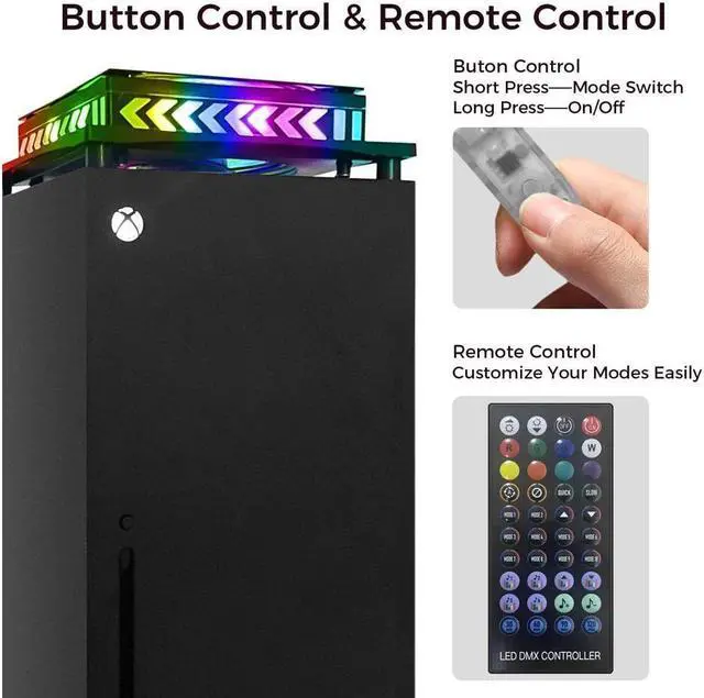 Alt view image 5 of 7 - BONAEVER Cooling Fan Compatible with Xbox Series X - Fan Cooler Systerm for Xbox Series X with 400+ RGB Light Effects Du Stand-proof Low Noise Top Fan APP Remote Control for Series X Accessories
