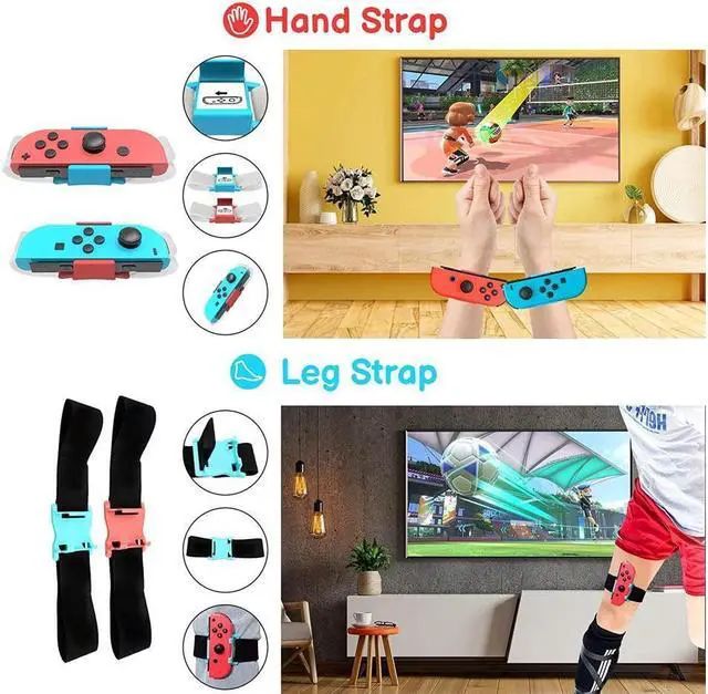 Alt view image 5 of 6 - BONAEVER Switch Sports Accessories Bundle - 20 in 1 Family Accessories Kit for Nintendo Switch Sports Games Golf Clubs Wri Stand Dance B s & Leg Strap Tennis Rackets Sword Grips bowling grips Thum