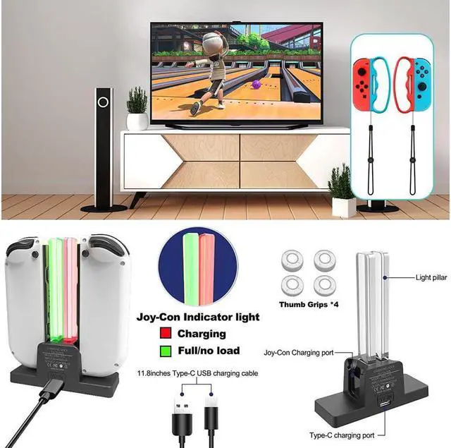 Alt view image 6 of 6 - BONAEVER Switch Sports Accessories Bundle - 20 in 1 Family Accessories Kit for Nintendo Switch Sports Games Golf Clubs Wri Stand Dance B s & Leg Strap Tennis Rackets Sword Grips bowling grips Thum