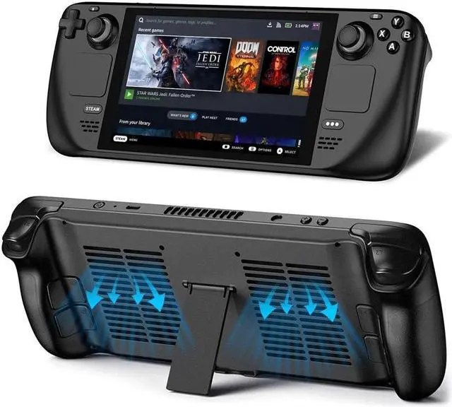 Main image of BONAEVER Protective Case for Steam Deck Steam Deck Back Cover Replacement with Heat-radiating Holes Stand and Rear Battery Door Housing Back Plate for Steam Deck