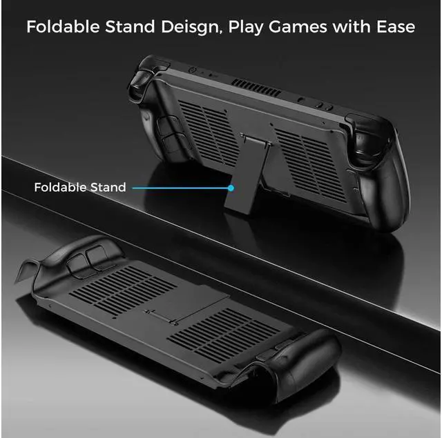 Alt view image 2 of 7 - BONAEVER Protective Case for Steam Deck Steam Deck Back Cover Replacement with Heat-radiating Holes Stand and Rear Battery Door Housing Back Plate for Steam Deck