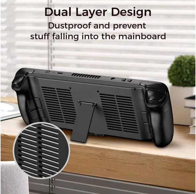 Alt view image 3 of 7 - BONAEVER Protective Case for Steam Deck Steam Deck Back Cover Replacement with Heat-radiating Holes Stand and Rear Battery Door Housing Back Plate for Steam Deck