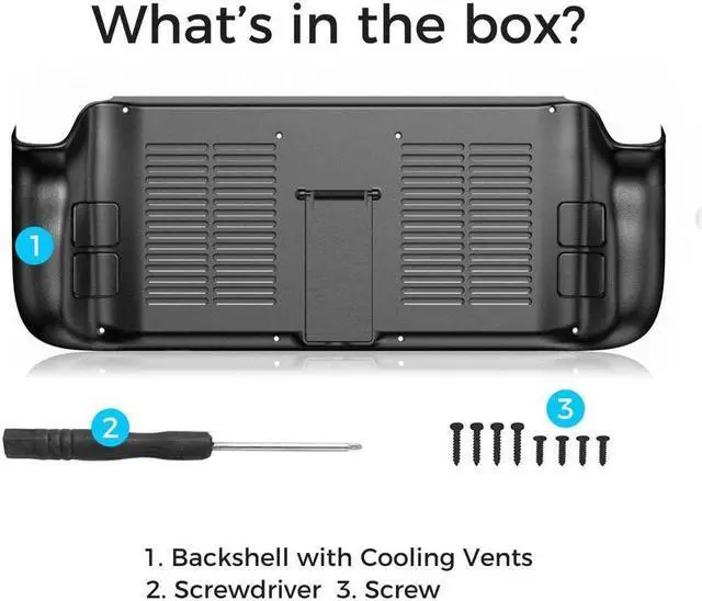 Alt view image 4 of 7 - BONAEVER Protective Case for Steam Deck Steam Deck Back Cover Replacement with Heat-radiating Holes Stand and Rear Battery Door Housing Back Plate for Steam Deck