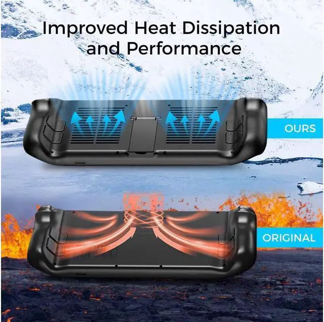 Alt view image 7 of 7 - BONAEVER Protective Case for Steam Deck Steam Deck Back Cover Replacement with Heat-radiating Holes Stand and Rear Battery Door Housing Back Plate for Steam Deck