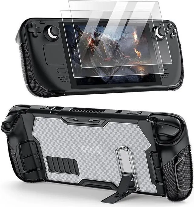 Main image of BONAEVER Upgraded Protective Case for Steam Deck with Adjustable Kickstand TPU+PC Hard Protector Cover Case Accessories with 2 Pack Screen Protector for Valve Steam Deck Anti-Scratch Durable Design