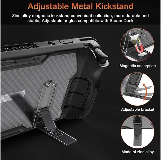 Alt view image 5 of 7 - BONAEVER Protective Case for Steam Deck with Stand and GORIXER TPU Protector Cover Accessories with Stand & 2 Pack Screen Protector Full Protection Non-Slip Anti-Collision for Steam Deck - Black