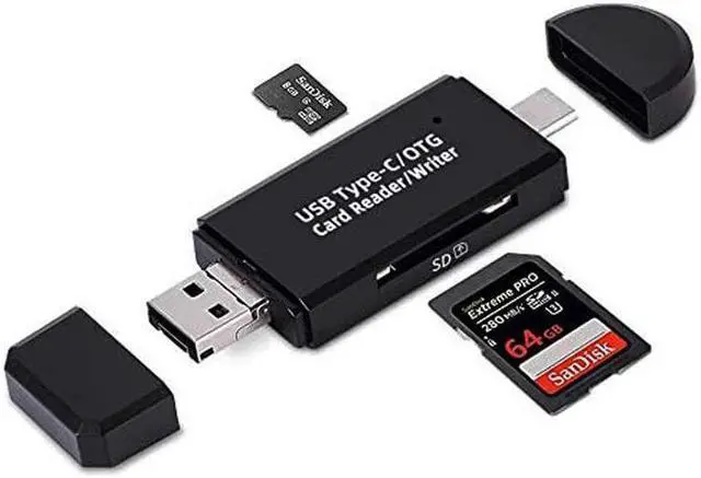 Main image of 3 in 1 Memory Card Reader, Micro USB/USB/USB C to SDXC, SDHC, SD, MMC, RS-MMC, Micro SDXC, Micro SD, Micro SDHC Card and UHS-I, YC-3202