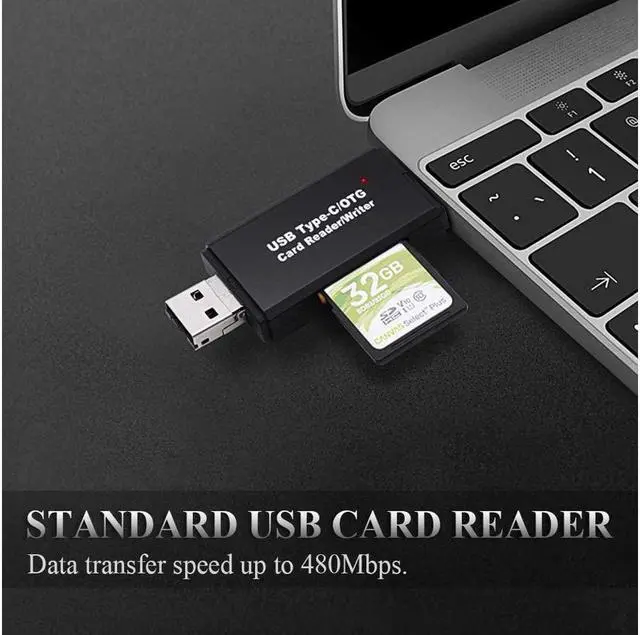 Alt view image 4 of 7 - 3 in 1 Memory Card Reader, Micro USB/USB/USB C to SDXC, SDHC, SD, MMC, RS-MMC, Micro SDXC, Micro SD, Micro SDHC Card and UHS-I, YC-3202