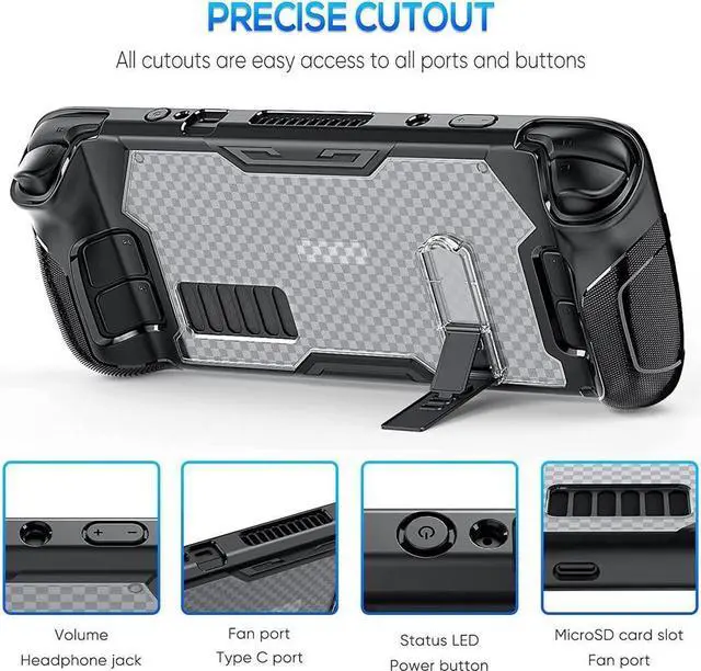 Alt view image 3 of 7 - BONAEVER Upgraded Protective Case for Steam Deck with Adjustable Kickstand TPU+PC Hard Protector Cover Case Accessories with 2 Pack Screen Protector for Valve Steam Deck Anti-Scratch Durable Design