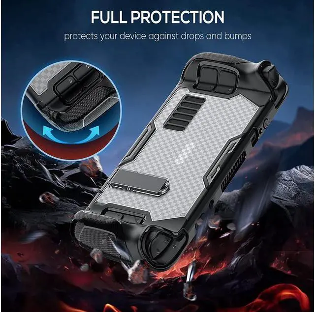 Alt view image 4 of 7 - BONAEVER Upgraded Protective Case for Steam Deck with Adjustable Kickstand TPU+PC Hard Protector Cover Case Accessories with 2 Pack Screen Protector for Valve Steam Deck Anti-Scratch Durable Design