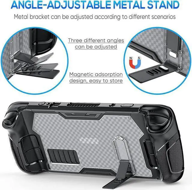 Alt view image 6 of 7 - BONAEVER Upgraded Protective Case for Steam Deck with Adjustable Kickstand TPU+PC Hard Protector Cover Case Accessories with 2 Pack Screen Protector for Valve Steam Deck Anti-Scratch Durable Design