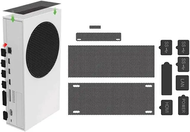 Main image of BONAEVER Dust Stand Plugs for Xbox Series S 7 PCS Silicone Dust Stand Plugs 4 PCS PVC Meshs Set USB HDMI LAN Power CD Driver Interface Anti du Stand Cover Du Standproof Plug