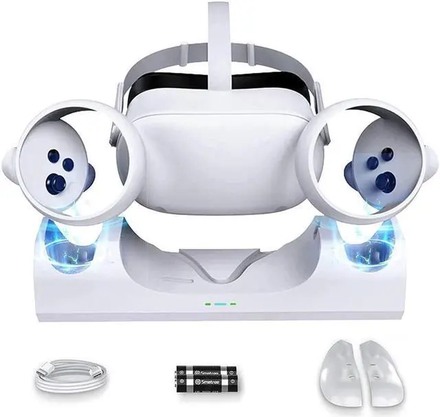 Main image of BONAEVER Upgraded Charging Dock for Meta Que Stand 2VR Headset Charging Stand for Oculus Que Stand 2Simultaneously Magnetic Charging Headset Touch Controller Charging Dock Supports LED Indicator