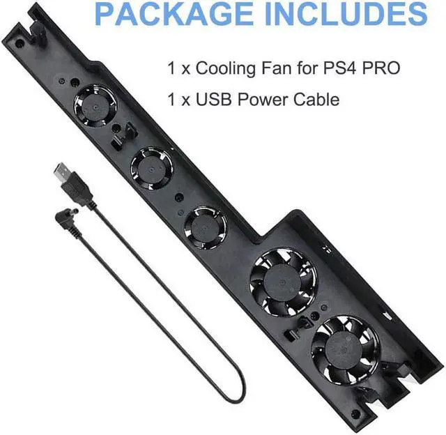Alt view image 7 of 7 - BONAEVER Cooling Fan for PS4 PRO USB External Cooler 5 Fan Turbo Temperature Control Cooling Fans for Sony Play Station Pro Gaming Console