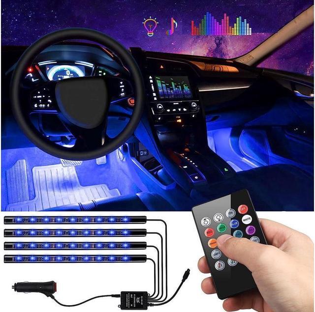 Main image of Car Interior Lights 4pcs 36 LED Car Floor Atmosphere Glow Neon lights Multi-Color Music Car LED Strip Lights Decorative Underdash Lighting Kit with Sound Active function Wireless Remote Control DC 12V