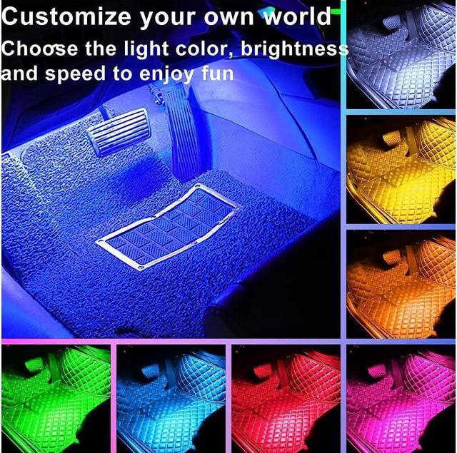 Alt view image 2 of 7 - Car Interior Lights 4pcs 36 LED Car Floor Atmosphere Glow Neon lights Multi-Color Music Car LED Strip Lights Decorative Underdash Lighting Kit with Sound Active function Wireless Remote Control DC 12V