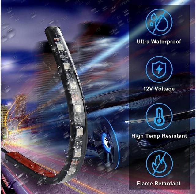 Alt view image 4 of 7 - Car Interior Lights 4pcs 36 LED Car Floor Atmosphere Glow Neon lights Multi-Color Music Car LED Strip Lights Decorative Underdash Lighting Kit with Sound Active function Wireless Remote Control DC 12V