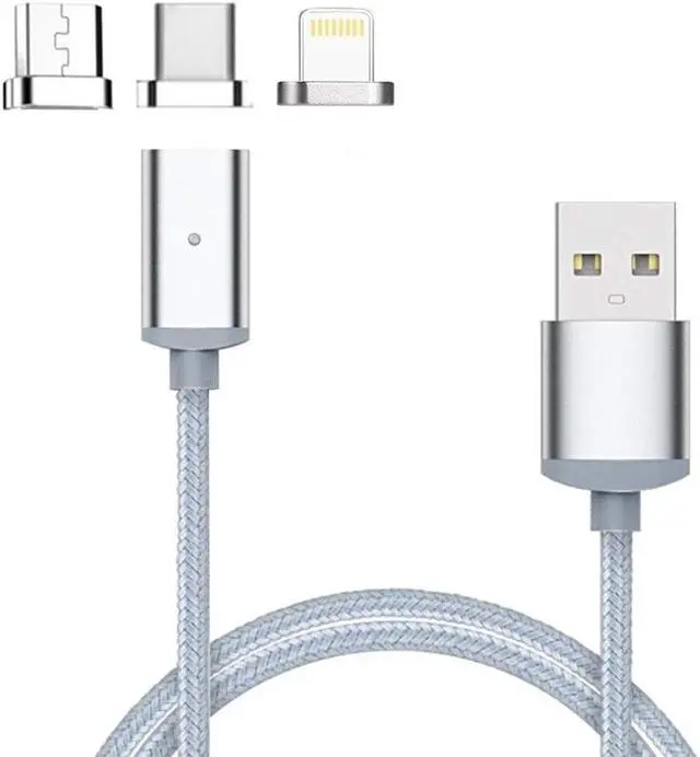 Main image of BONAEVER 3 in 1 Magnetic Charging Cord Charger Cable with Micro USB / Type C / Lightning Connector for iPhoneiPadHuawei HTCLGSamsung GalaxySony Xperia More