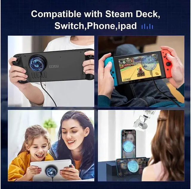 Alt view image 7 of 7 - BONAEVER Steam Deck Fan Semiconductor Cooler for Steam Deck with 7-Blade Fan RGB Colourful Light 3 Seconds Fast Cooling Magnetic Fan Cooler for Steam Deck Switch Cellphones